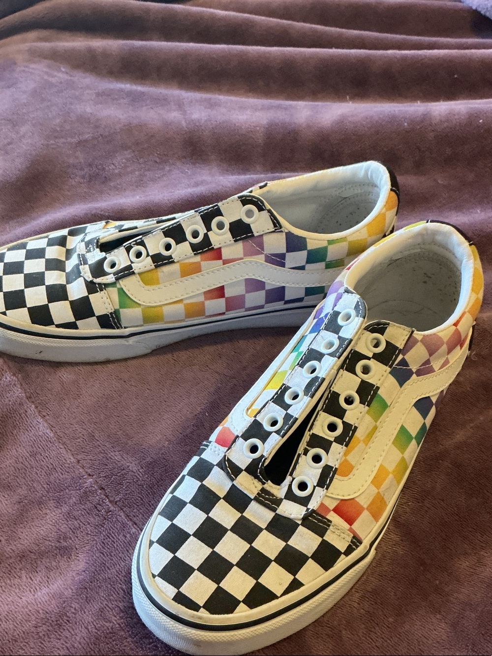 Women's Rainbow Vans (missing laces)